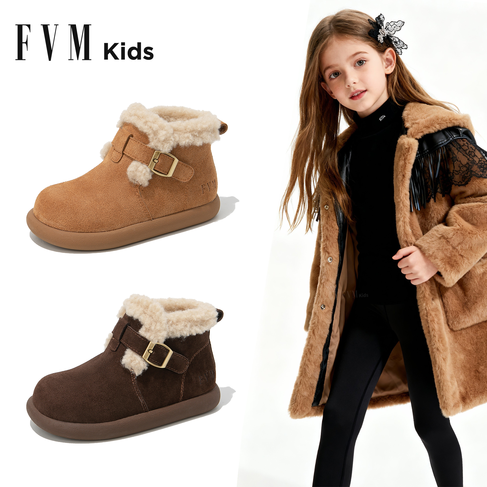 FVM女童鞋子儿童二棉鞋