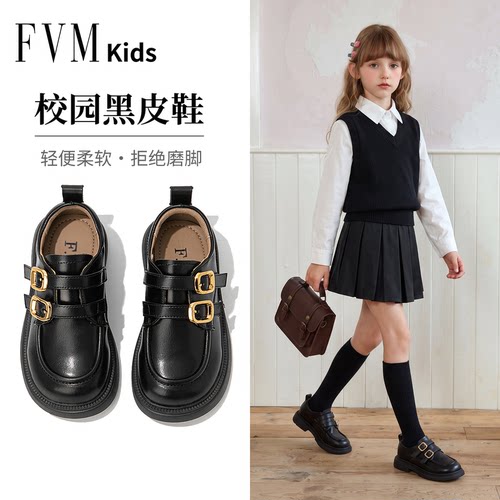 10000+宝妈选择】女童黑色皮鞋