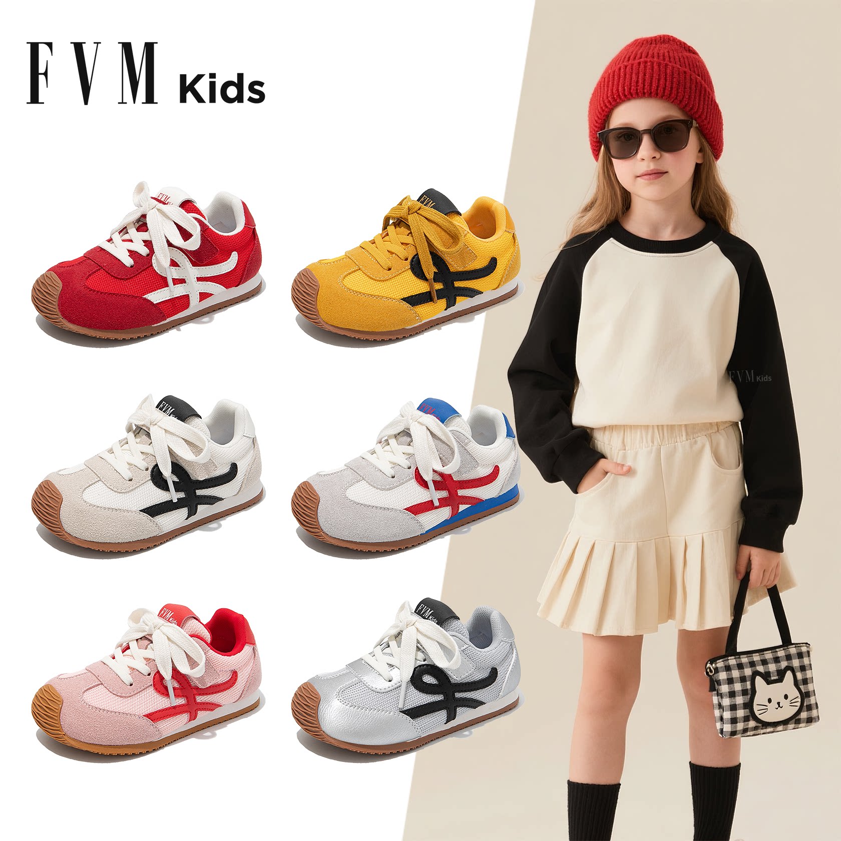 女童鞋子儿童德训运动板鞋2026新款大童小孩阿甘春季巨好看跑步鞋