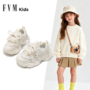 FVM女童鞋子儿童软底运动老爹鞋2026新款春季春款网面透气中大童