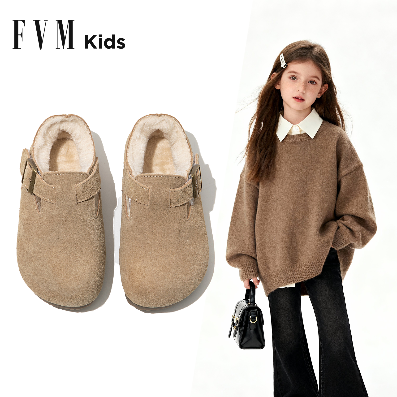 FVM女童雪地靴2025新款冬季加绒