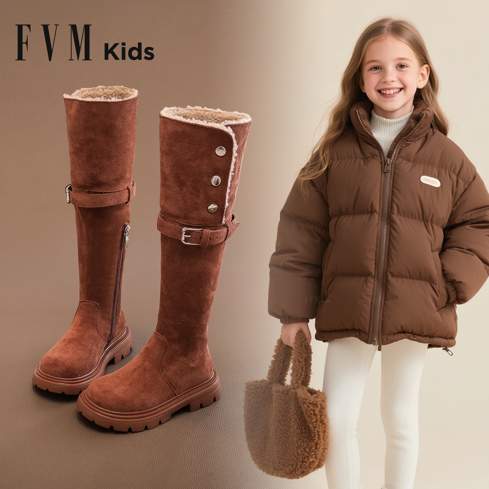 【可两穿】女童加绒雪地靴