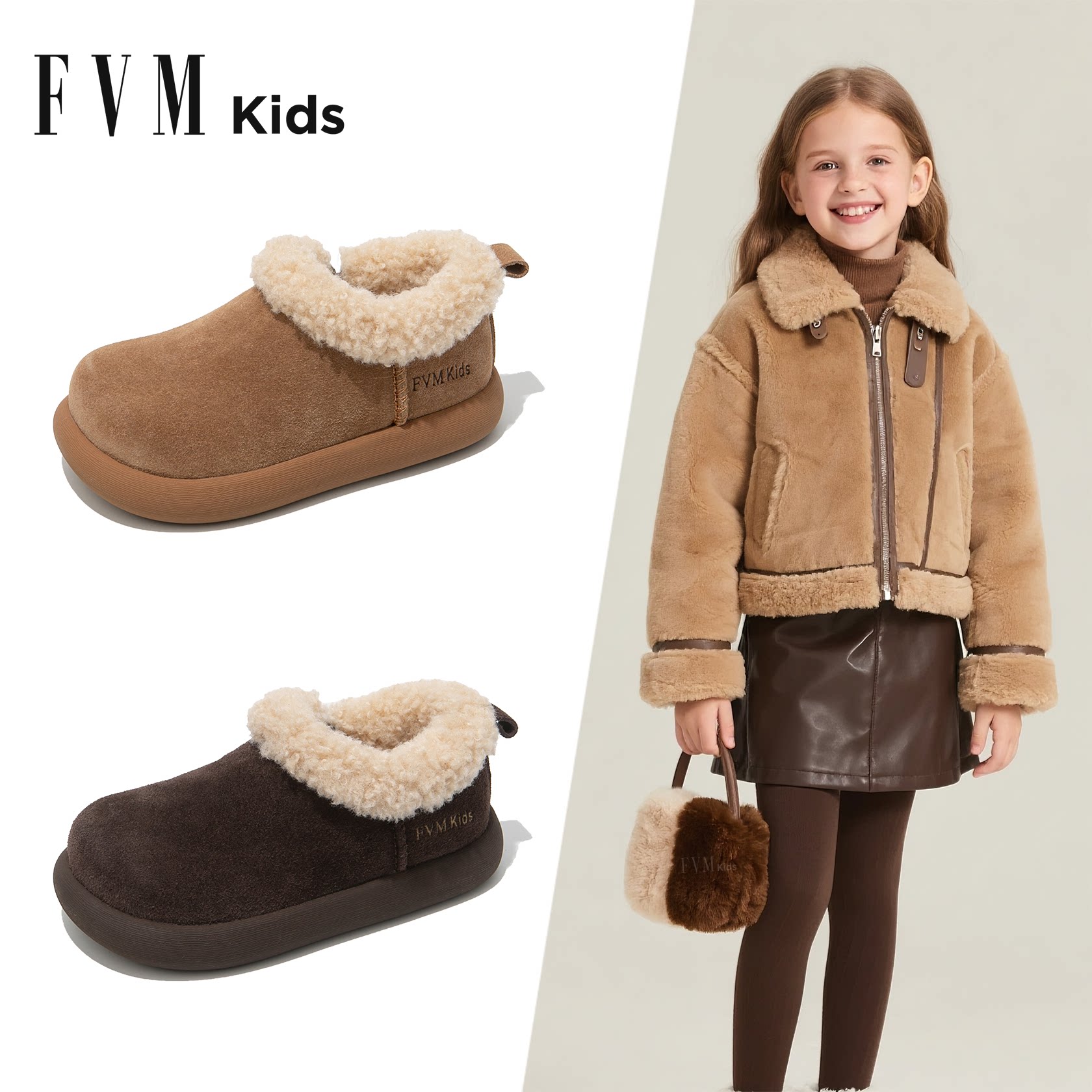 女童大棉鞋子儿童雪地靴2025新款冬季毛毛加绒二棉保暖勃肯冬鞋