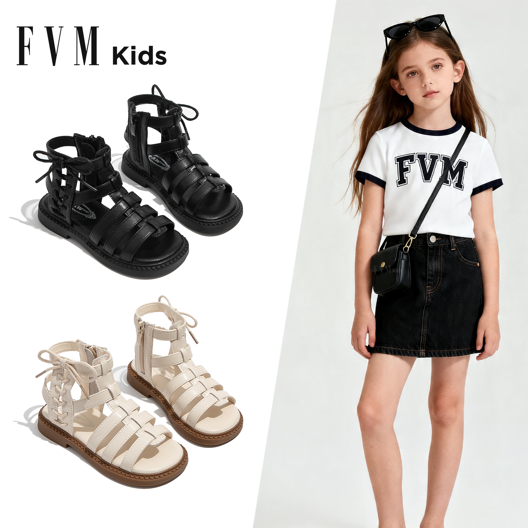 FVM夏季罗马凉鞋女孩洋气软底