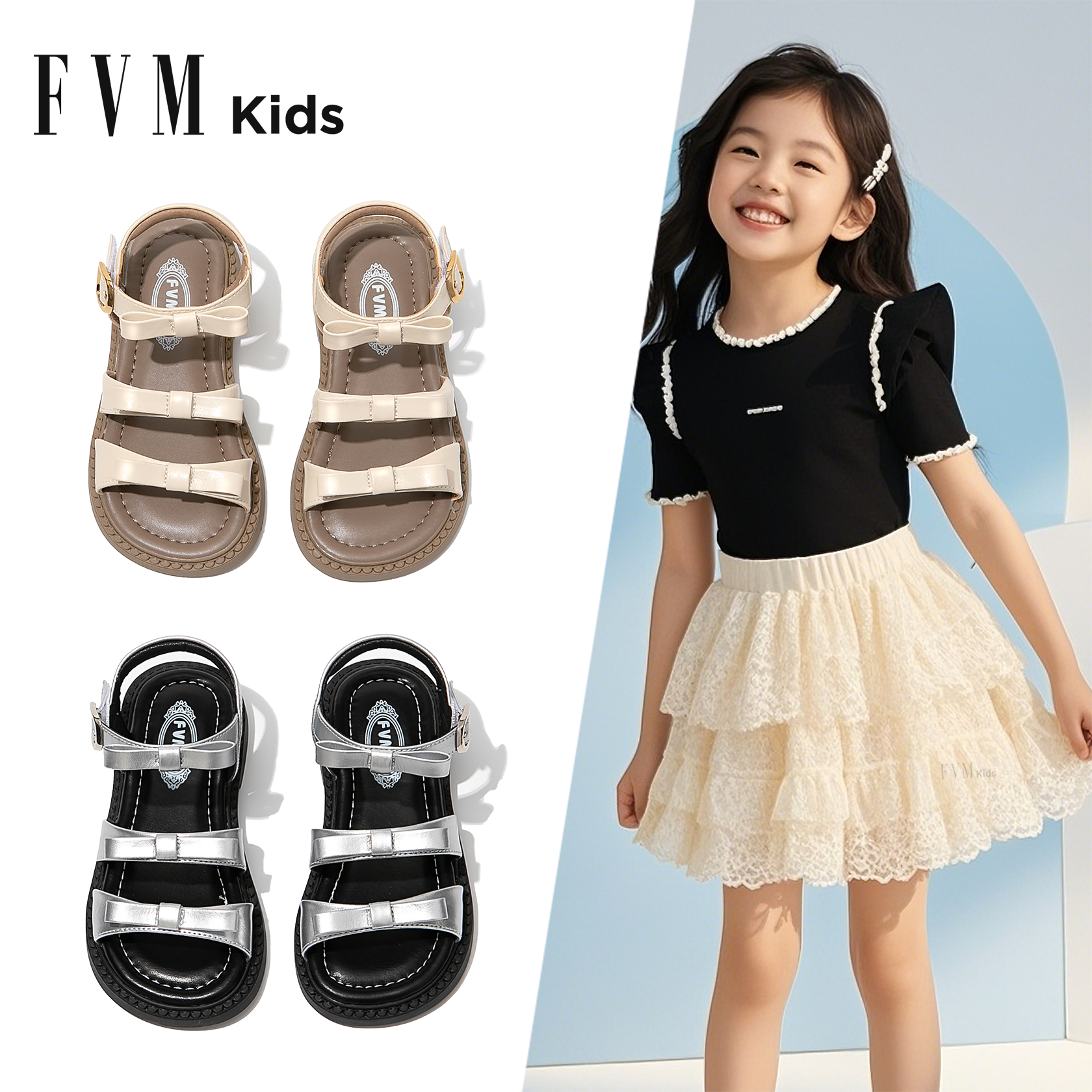 FVM女童鞋子儿童公主凉鞋2026新款夏季夏款洋气女孩大童宝宝软底