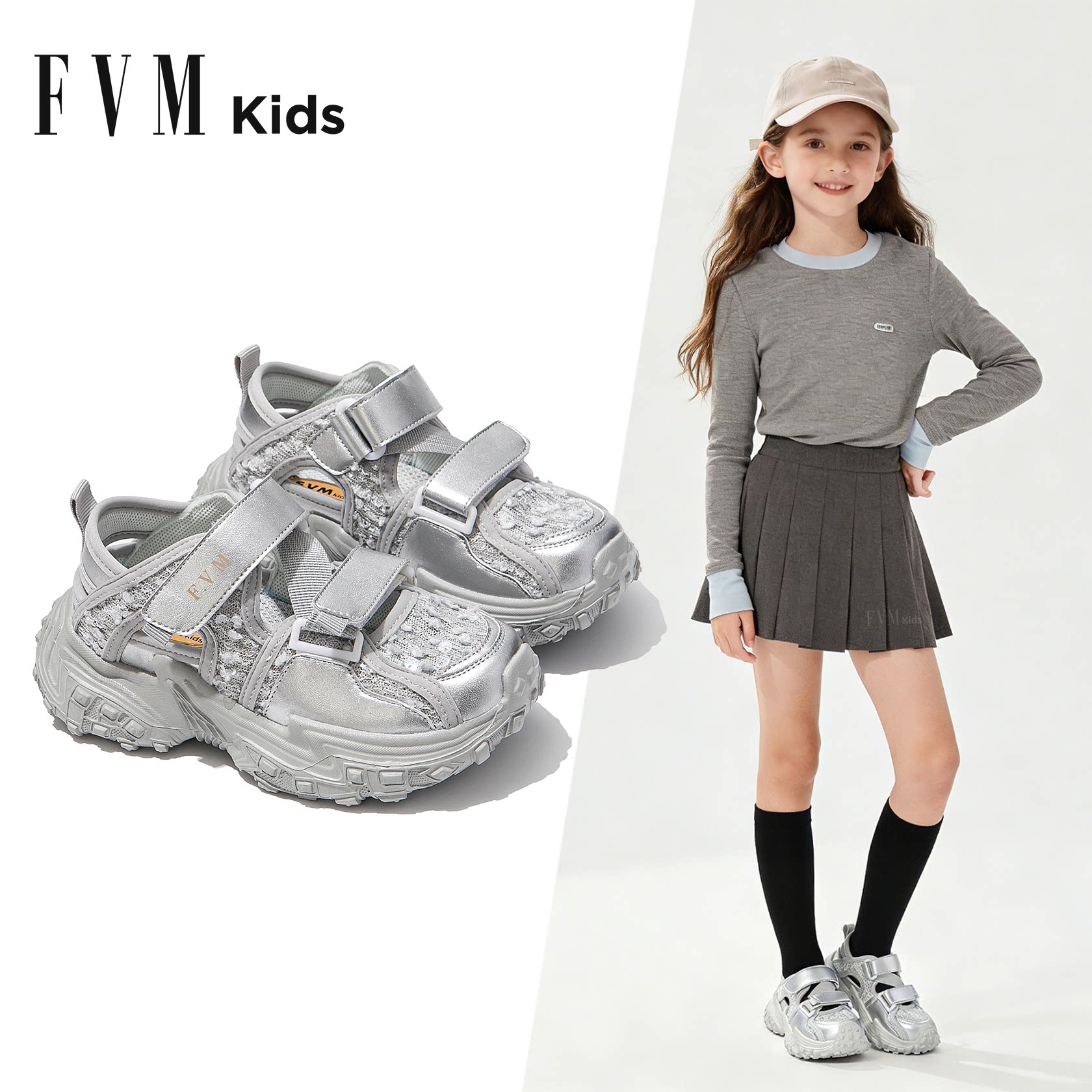FVM女童鞋子儿童运动凉鞋2026新款夏季薄款女孩宝宝包头夏款大童
