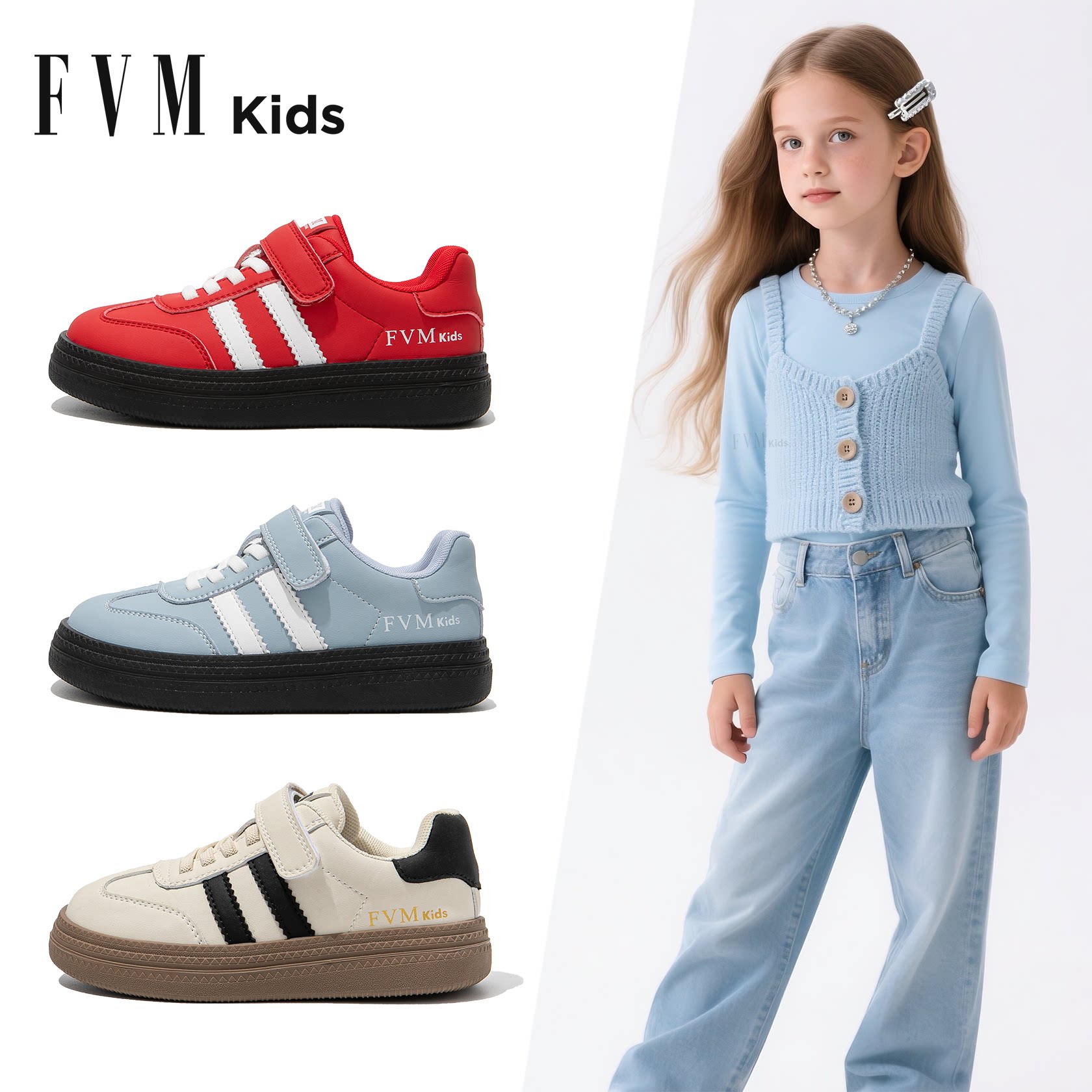 女童鞋子儿童德训运动板鞋2026新款春季大童软底女孩小白春夏女款