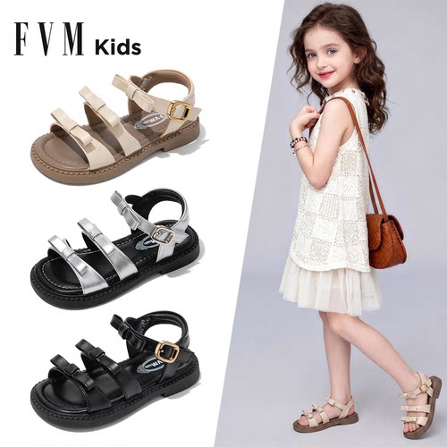 FVM女童鞋子儿童罗马公主凉鞋