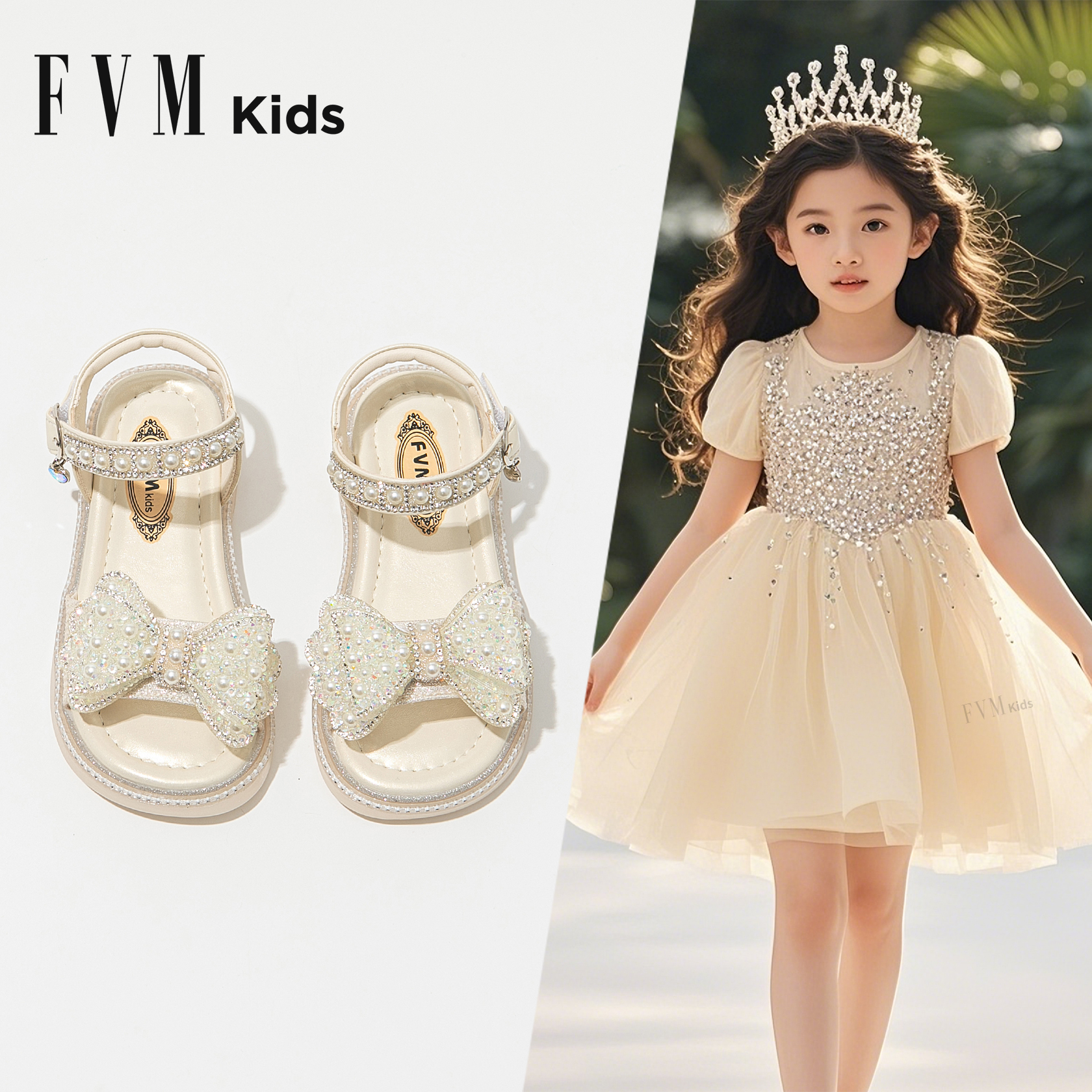 fvm女童鞋子儿童公主凉鞋