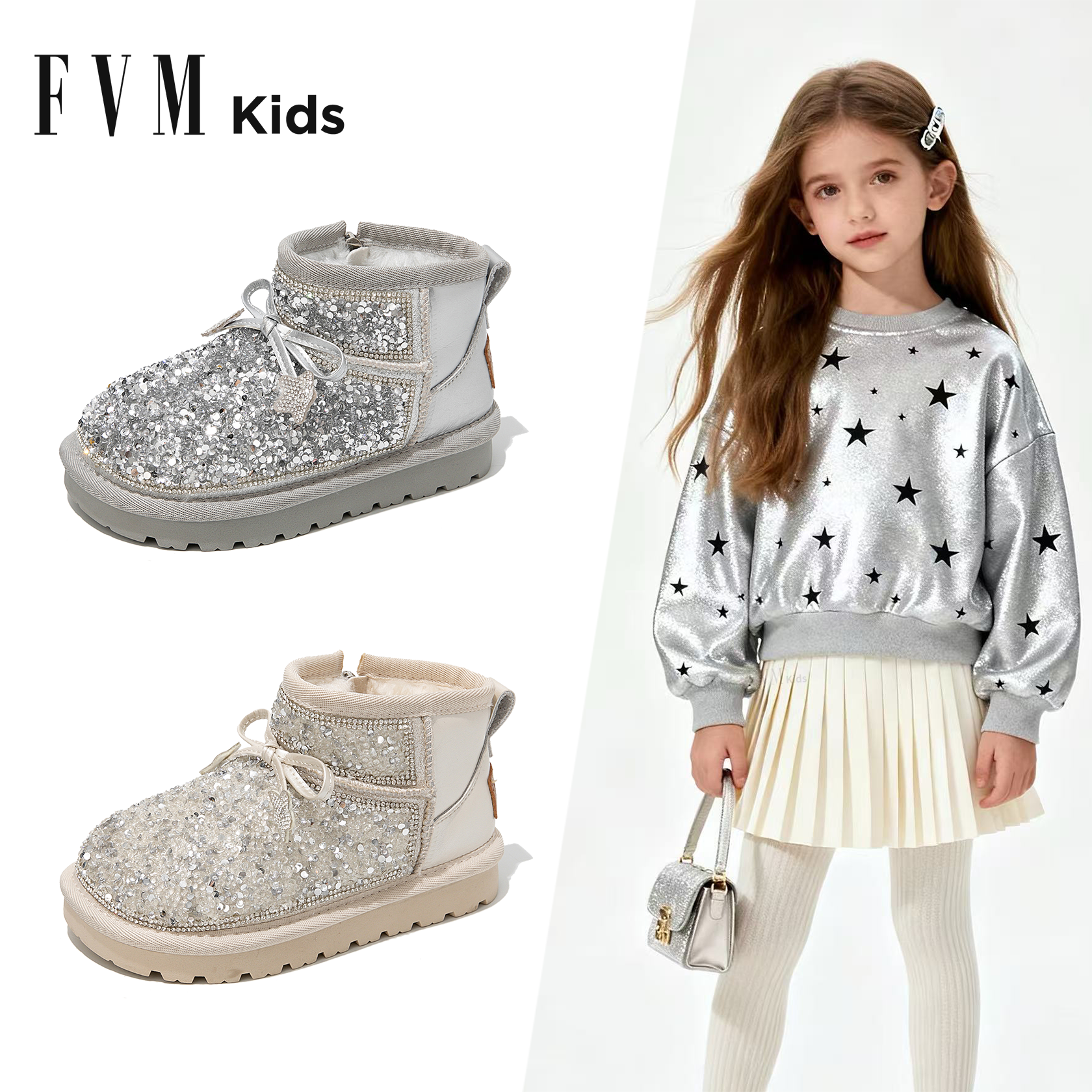 FVM女童雪地靴儿童保暖