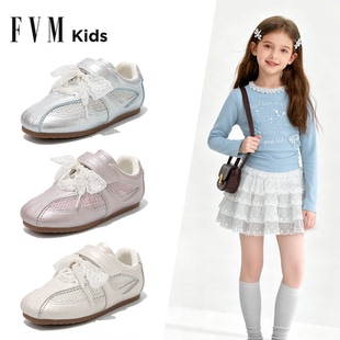 女童鞋子儿童德训运动板鞋2026新款春季芭蕾风银色巨好看女孩大童