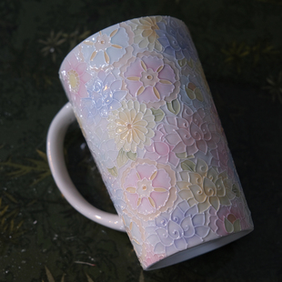 菀菀手绘万花陶瓷杯景德镇万花杯茶杯随行杯马克杯水杯茶壶咖啡杯