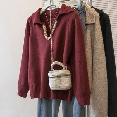 宽松型长袖适中套头设计感通勤风