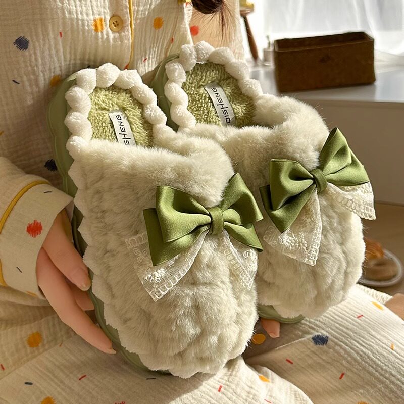 踩屎感棉拖鞋女冬季室内毛绒家居软底可爱厚底产后月子拖鞋秋冬天