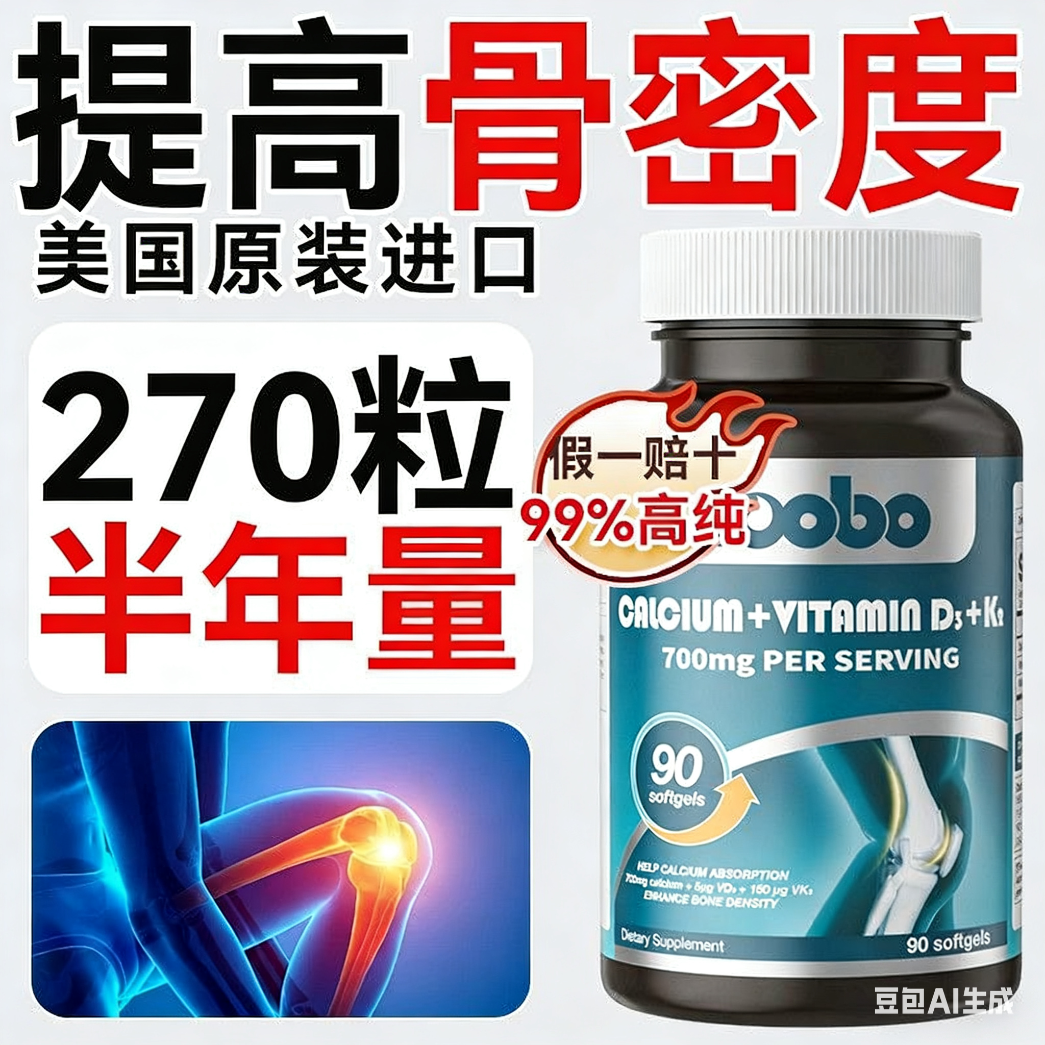美国K2孕妇液体钙D3柠檬酸钙壮骨中老年青少年维生素钙片