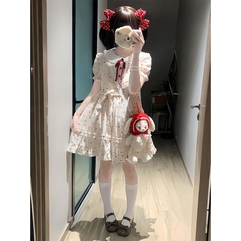 韩系甜妹风甜梅碎碎连衣