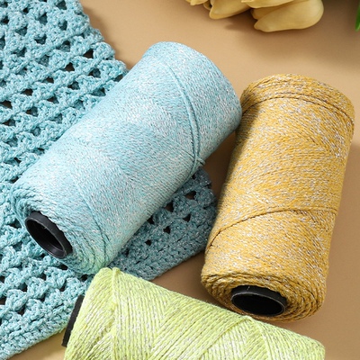 银丝棉亮丝毛线团2mm空心棉手工编织diy材料包钩针编织包帽子垫子