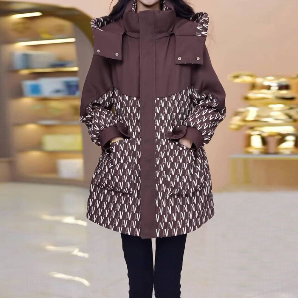 轻奢洋气优雅加绒连帽大衣女2025冬季修身显瘦遮肉中长款保暖外套