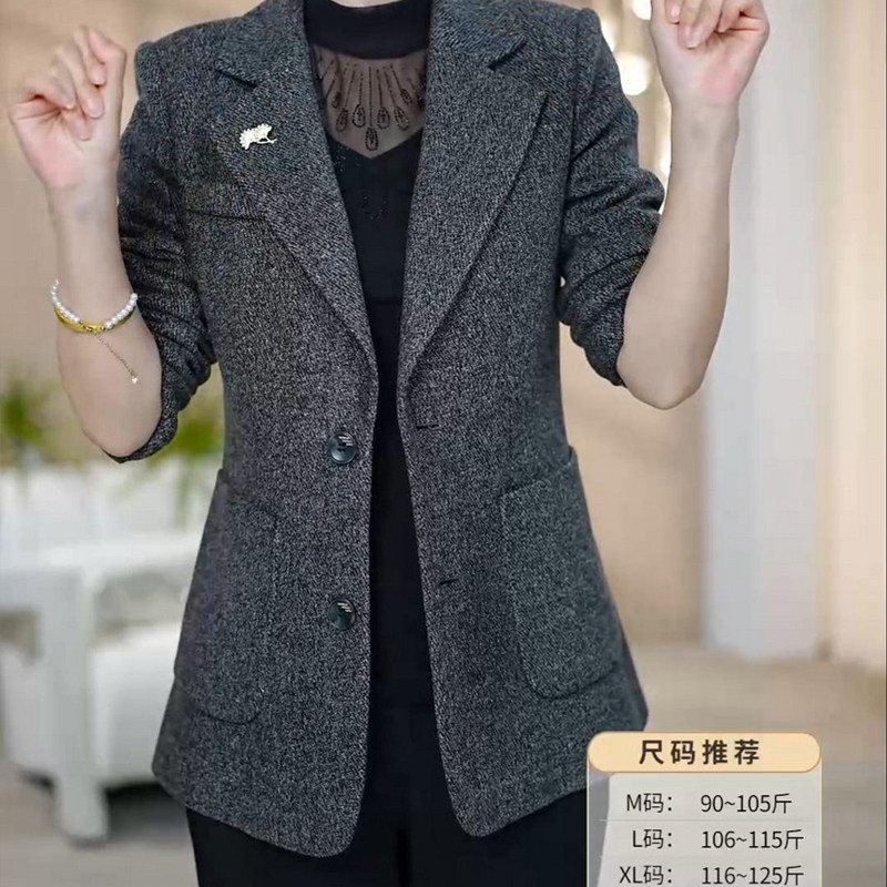 高档毛呢西装外套女2026春秋新款洋气百搭修身显瘦休闲西服上衣女