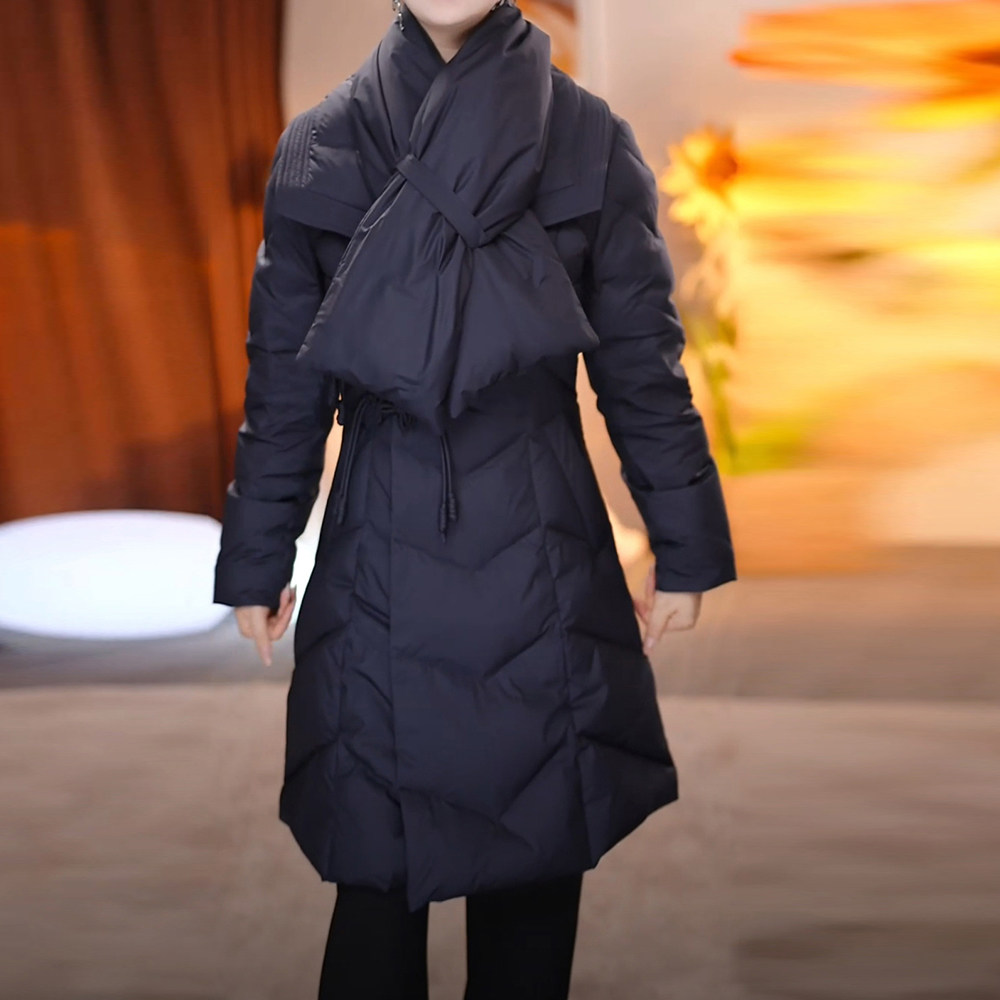 时尚洋气高级感羽绒服女2025冬季修身显瘦减龄遮肚中长款保暖外套