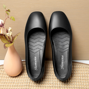 夏季软底职业工作鞋软底舒适上班久站不累高铁乘务员鞋子黑色平底