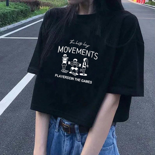 短袖t恤女新款夏季短款露脐打底衫上衣少女学生韩版宽松百搭体恤