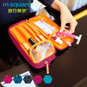 M Square Travel Portable Cosmetic Bag with Double Layer Large Capacity Makeup Brush Tool Storage Bag Washing Bag