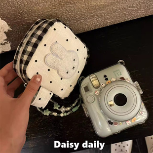 可爱波点米菲拍立得手提ccd收纳包小方包补妆包便携小包高颜值ins