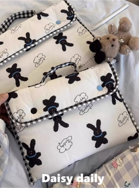 韩国ins博主款电脑包可爱黑色兔11寸保护套14寸苹果平板收纳包