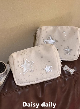 韩系ins风亮闪闪星星卡包化妆包女便携旅行小方包帆布收纳零钱包