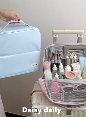 带镜子可立式化妆包女大容量便携式可挂行李箱旅行手提分区收纳包