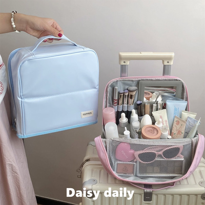 带镜子可立式化妆包女大容量便携式可挂行李箱旅行手提分区收纳包