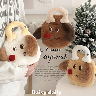 可爱小狗注水热水袋手提暖水袋女生痛经用热敷被窝暖宝宝暖手宝