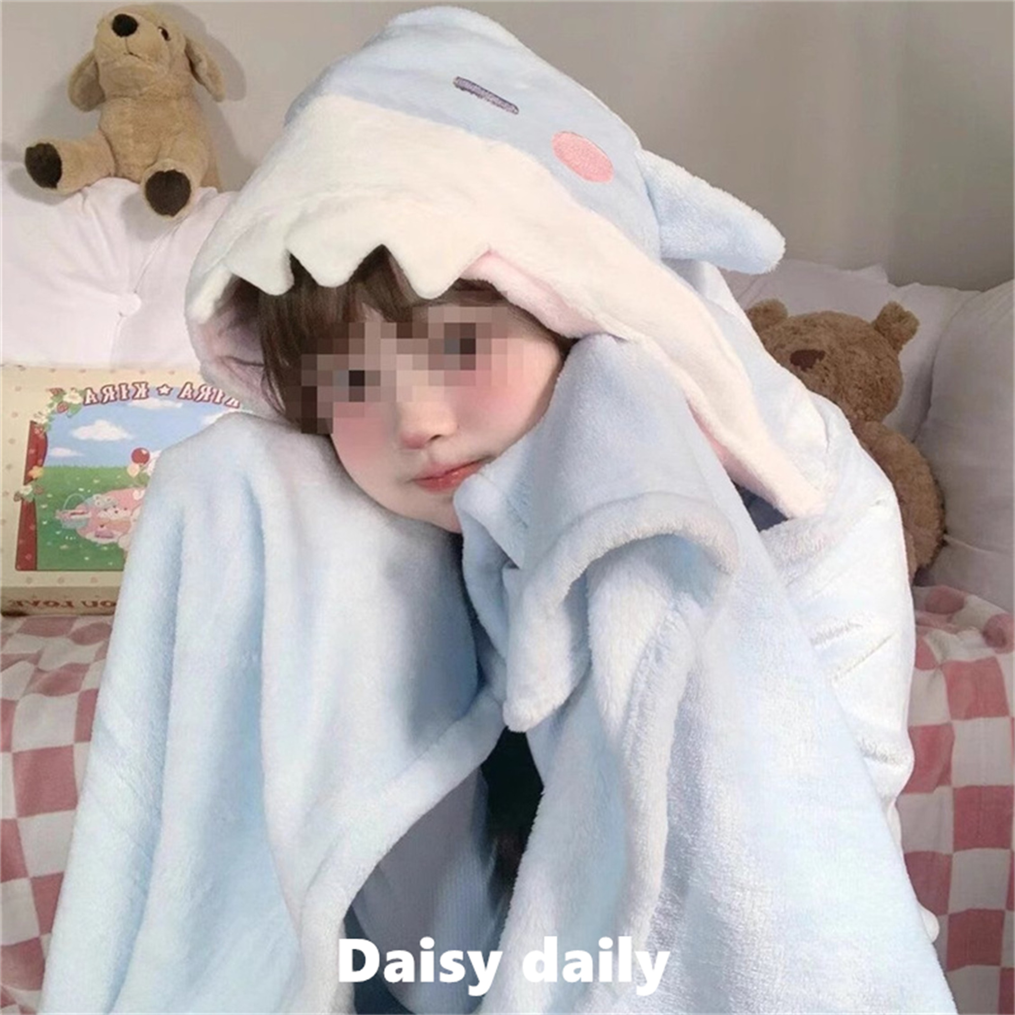 呆萌鲨鱼办公室空调毯卡通可爱