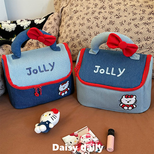 原创可爱猫咪房子化妆包女新款 收纳包随身洗漱包 大容量卡通手提式