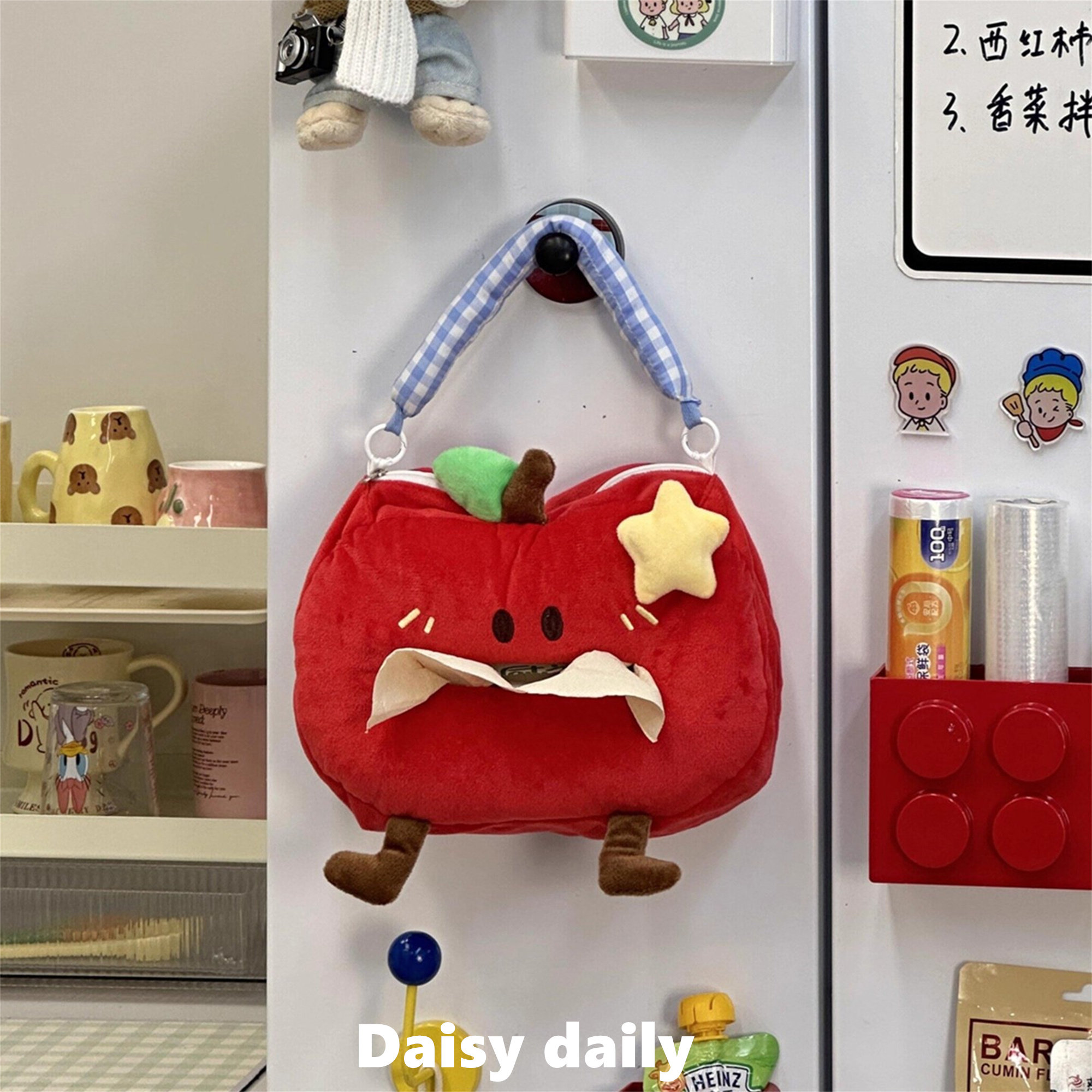 超可爱创意苹果纸巾袋壁挂式大容量家用客厅宿舍床头车载抽纸盒,收纳整理,纸巾套,淘宝优惠券,粉丝福利购,淘宝优惠卷