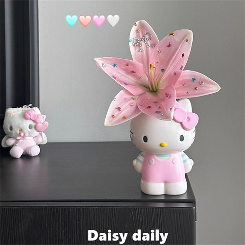 可爱猫咪花瓶桌面摆件化妆刷收纳筒笔筒学生文具收纳盒创意礼物