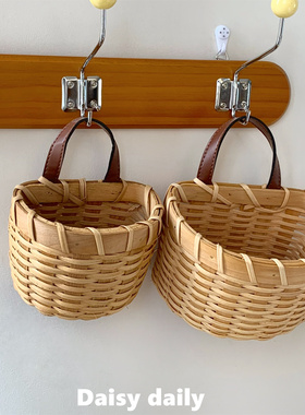 厨房姜蒜收纳筐家用壁挂式藤编小篮子桌面鸡蛋编织篮多功能手提篮