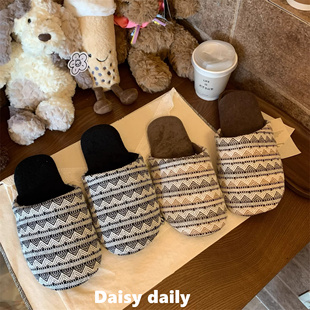 秋冬居家日剧生活·亚麻拖鞋 日系静音防滑地软底室内拖情侣棉拖