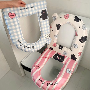 可爱猫咪马桶垫子防水四季 通用厕所坐便垫座圈垫秋冬加厚粘贴式