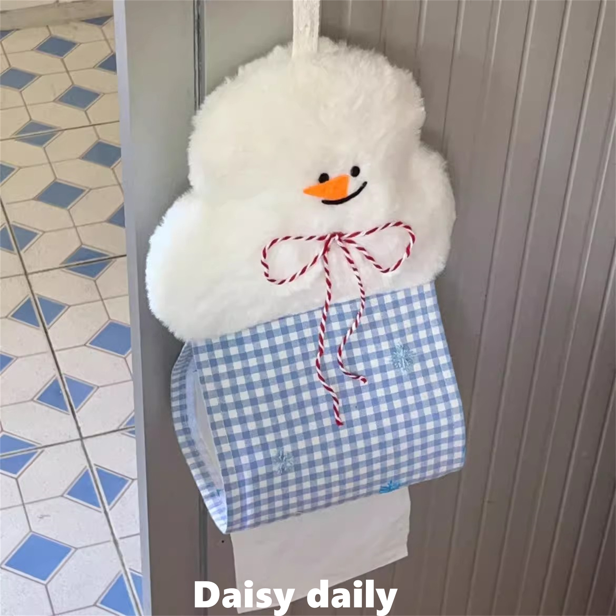 雪人纸巾盒壁挂式抽纸盒纸巾挂袋卫生间收纳悬挂纸抽盒车载纸巾袋