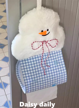 雪人纸巾盒壁挂式抽纸盒纸巾挂袋卫生间收纳悬挂纸抽盒车载纸巾袋