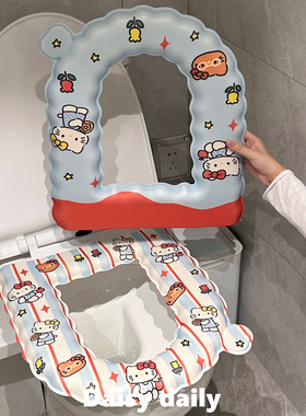 马桶垫花朵猫咪家用EVA厕所马桶防水粘贴四季通用可擦免洗坐垫