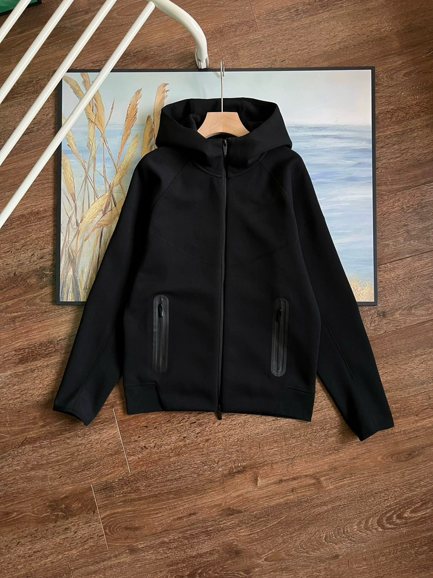 thumbnail for Cross border men's jacket spring and autumn new air layer cotton knitted hooded zipper athleisure jacket