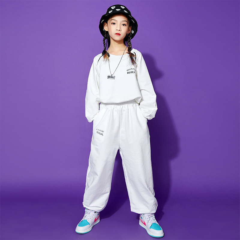 儿童纯棉爵士舞街舞练功服套装