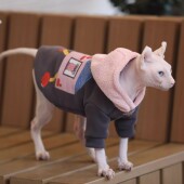 猫猫衣服秋冬加绒保暖连帽卫衣无毛猫银渐层布偶小猫宠物防寒服饰