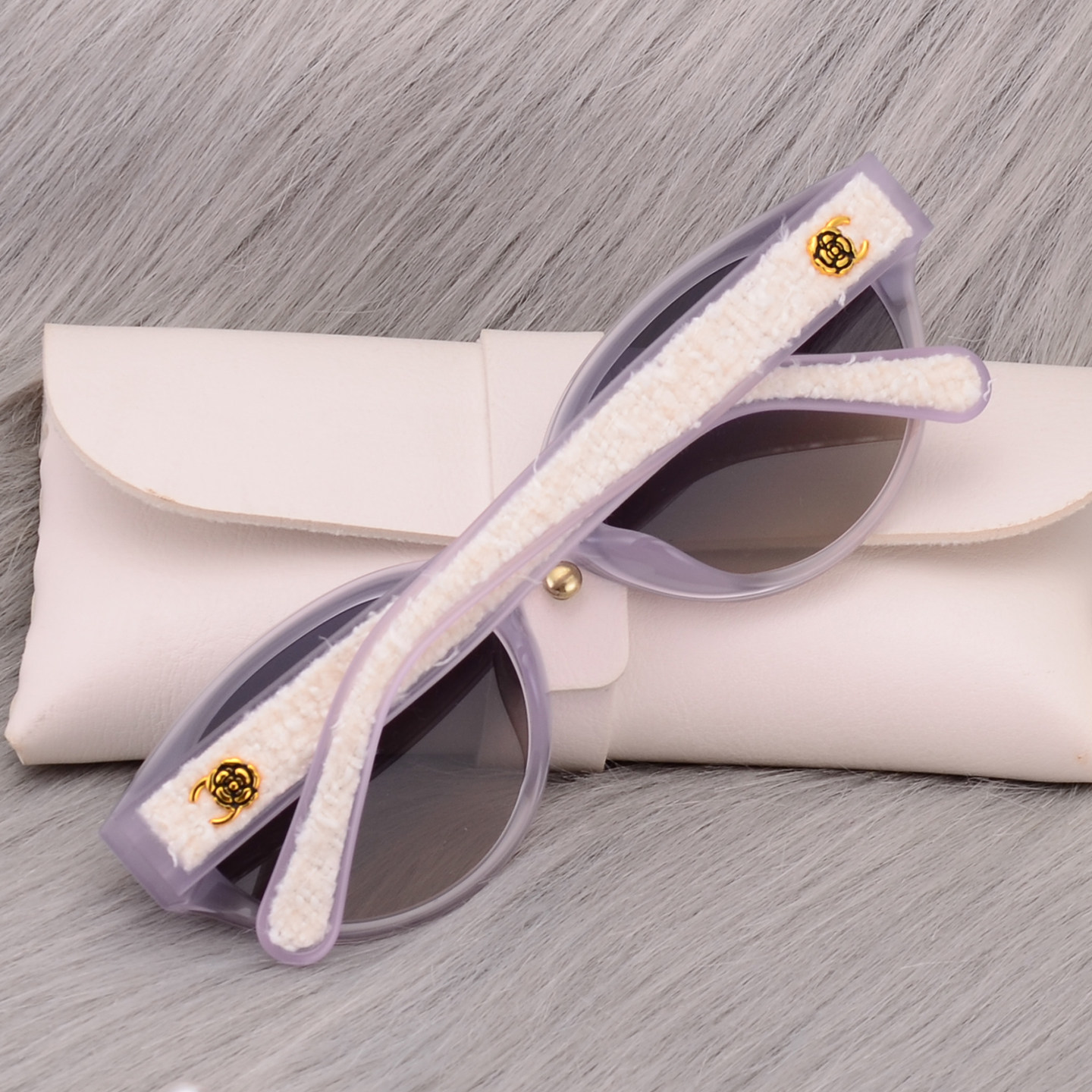 猫眼墨镜女紫色复古山茶花防晒偏光太阳镜小脸高级感开车眼镜潮