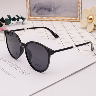 黑色墨镜女潮复古圆形珍珠显脸小遮阳偏光太阳镜网红大框眼镜粉色