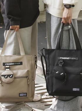 手提包男大容量单肩斜挎包初中生高中学生上课补习补课拎书手提袋