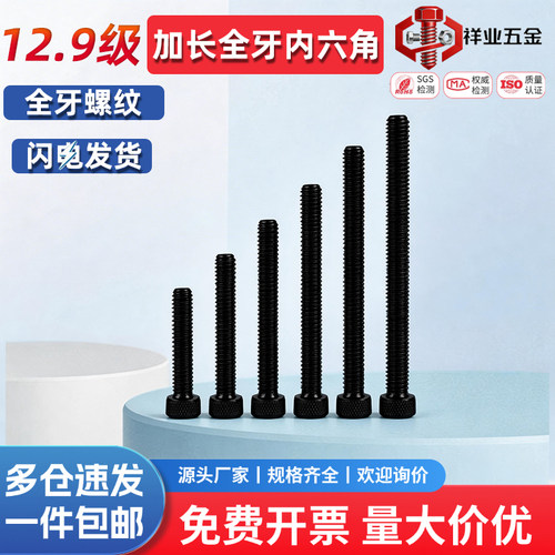 全牙加长内六角12.9级圆柱